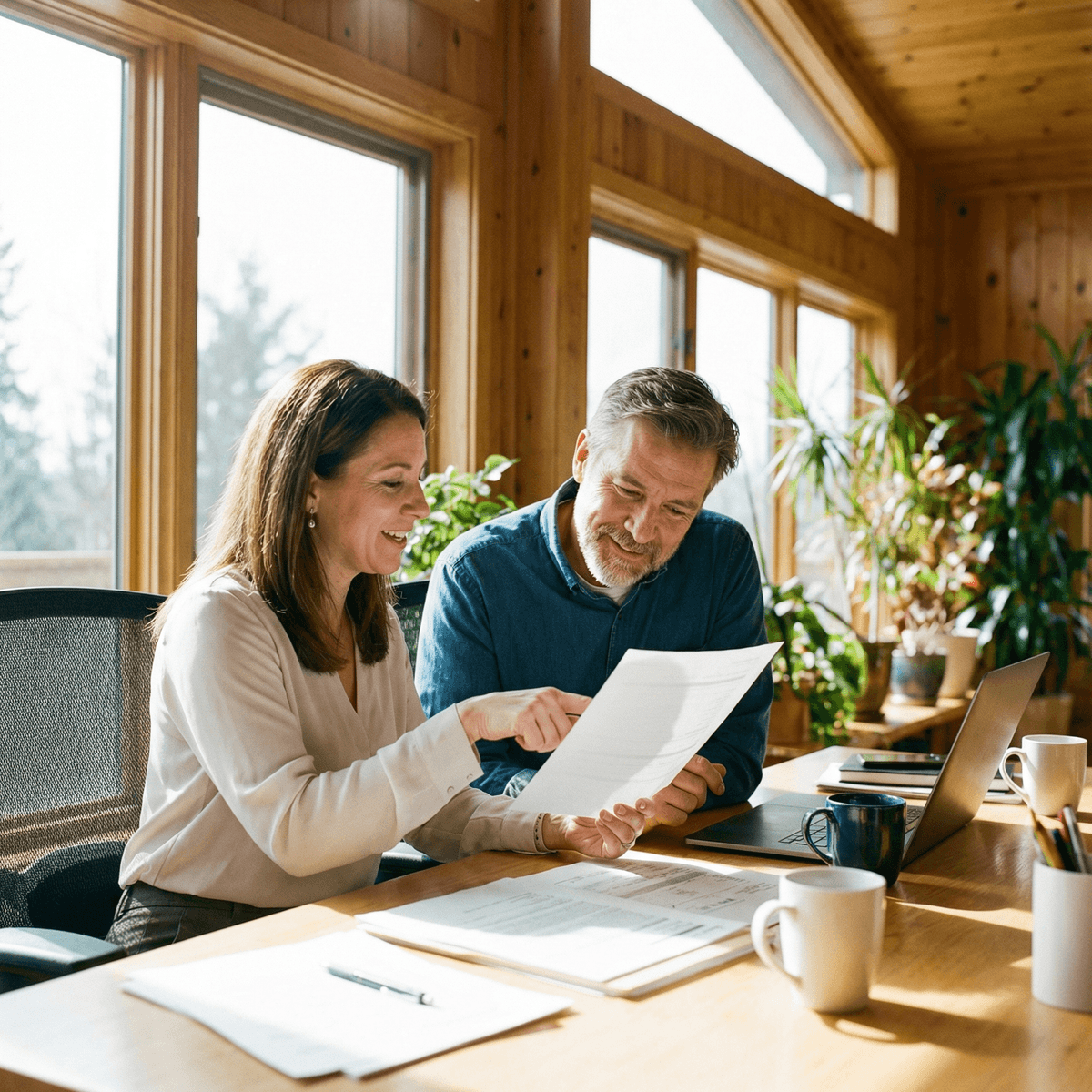 Accountant working with client